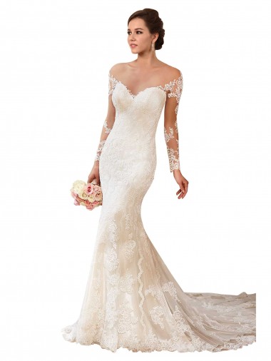 Shop Long Sleeves Maermaid Sweetheart Lace Wedding Dress Melbourne