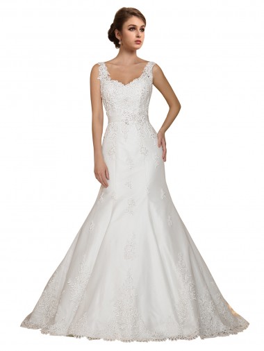 Sweethart V-Neckline Lace Wedding Dress with Shoulder Straps Melbourne