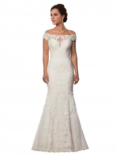 Shop Modern Off the Shoulder Mermaid Lace Wedding Dress Melbourne