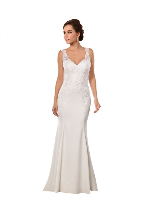 V-Neck Mermaid Crepe Wedding Dress with Lace Bodice Melbourne
