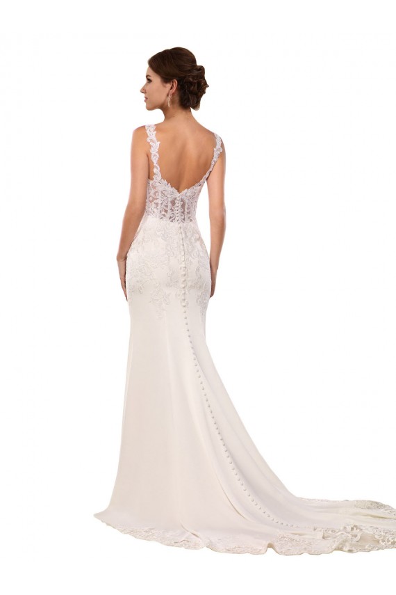 V-Neck Mermaid Crepe Wedding Dress with Lace Bodice Melbourne