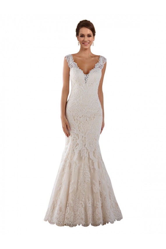 V-Neck Mermaid Vintage Lace Wedding Dress Melbourne