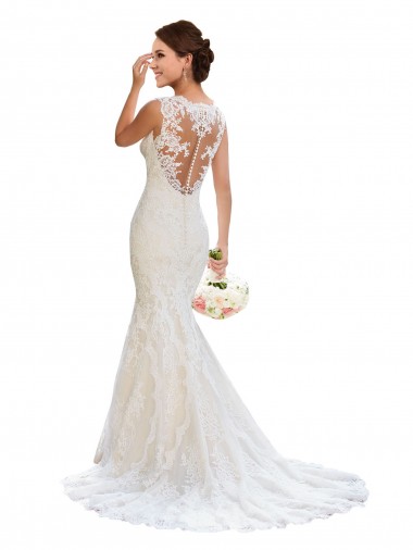 V-Neck Mermaid Vintage Lace Wedding Dress Melbourne