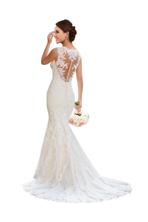 V-Neck Mermaid Vintage Lace Wedding Dress Melbourne