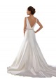 Modern Boat Neck Mermaid Satin Wedding Dress with Deep V-Back Melbourne