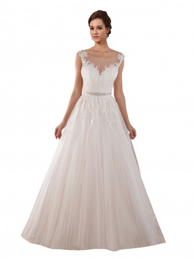Illusion Sweetheart Neck Ball Gown Tulle Wedding Dress with Lace Bodice Melbourne