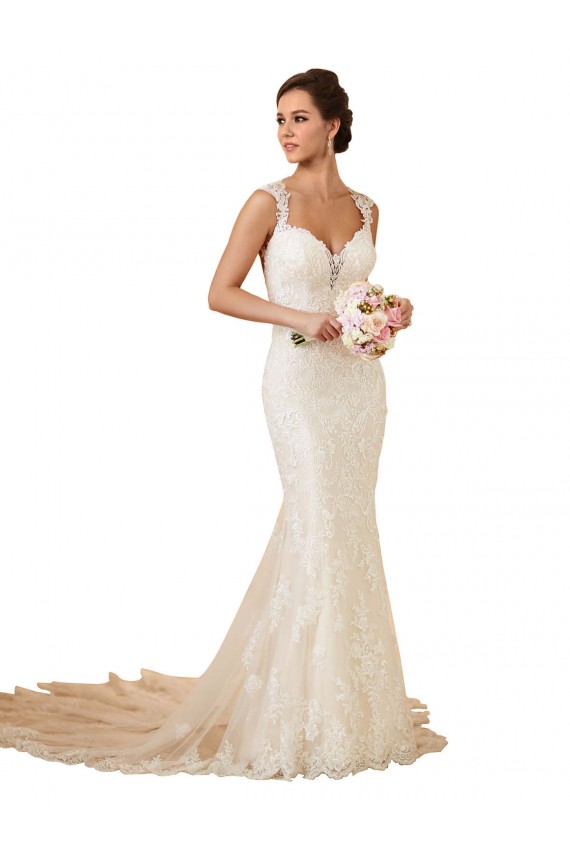 Modern Chapel Train Sweetheart Mermaid Lace Wedding Dress with Keyhole Back Melbourne