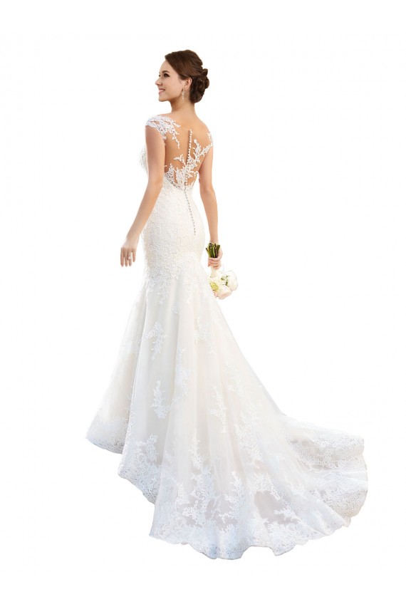 Fit and Flare Illusion Neck Lace Wedding Dress Melbourne