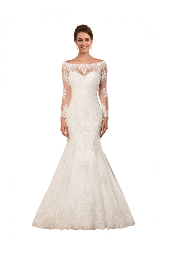Long Sleeves Mermaid Lace Wedding Dress with Illusion Back Melbourne
