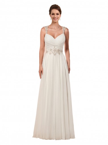 Sweetheart A-Line Chiffon Wedding Dress with Beaded Shoulder Straps Melbourne