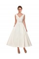 V-Neck A-Line Short Ankle Length Satin Wedding Dress Melbourne