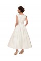 V-Neck A-Line Short Ankle Length Satin Wedding Dress Melbourne