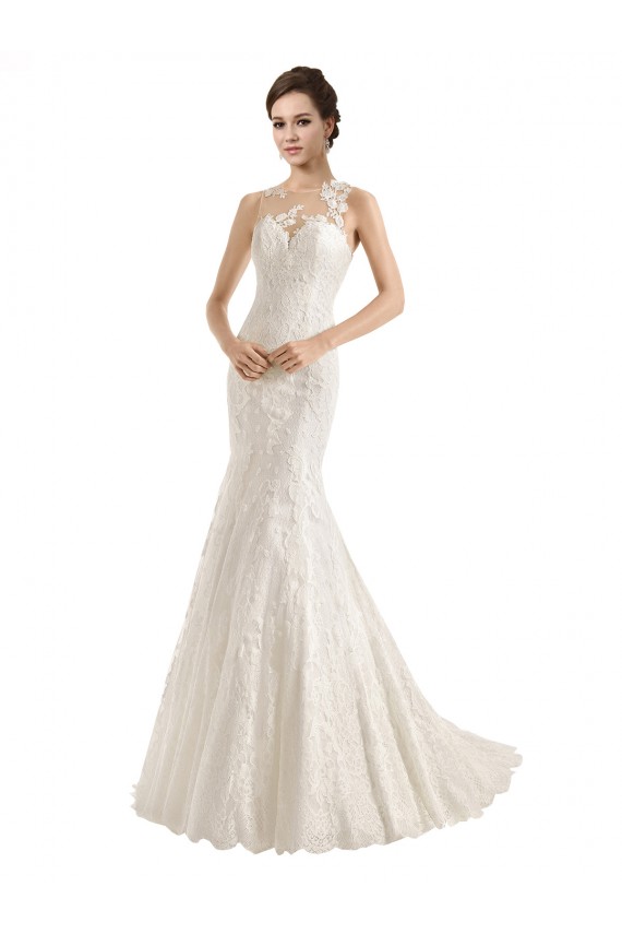 Illusion Neck Mermaid All Over Lace Wedding Dress Melbourne