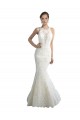 Deep Illusion Neck Mermaid Tulle Beach Wedding Dress with All Over Lace Melbourne