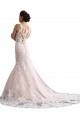 Illusion Neck Fit and Flare Tulle Wedding Dress with All Over Lace