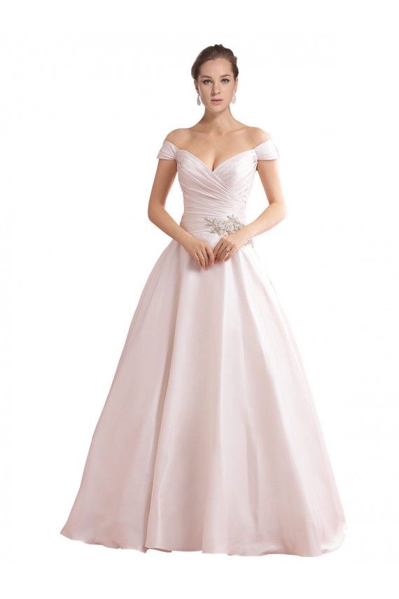 Off the Shoulder Sweetheart Ball Gown Satin Wedding Dress Melbourne