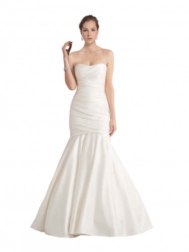 Strapless Mermaid Ruched Satin Beach Wedding Dress with Low Back Melbourne