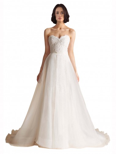 Shop Strapless Sweetheart Lace Bodice A-Line Organza Wedding Dress Melbourne