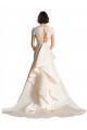 V-Neck Lace Bodice A-Line Satin Wedding Dress with Keyhole Back Melbourne