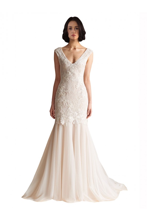 V-Neck Mermaid Tulle Wedding Dress Melbourne