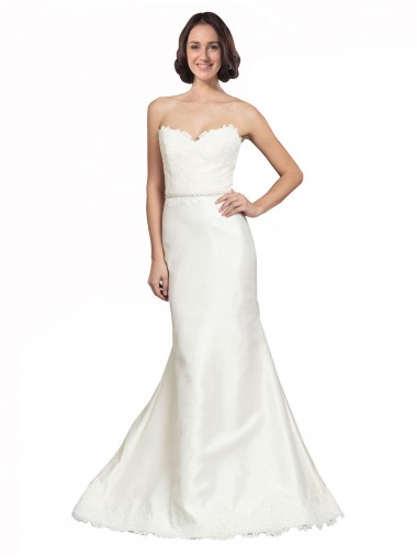 Shop Trumpet Satin Wedding Dress with Sweetheart Lace Bodice Melbourne