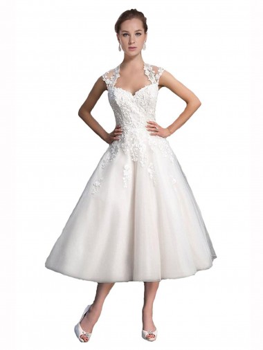 Shop A-Line Short Tea Length Sweetheart Tulle Lace Beach Wedding Dress Melbourne