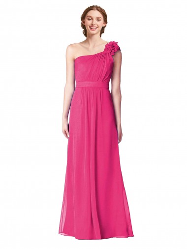 Shop Full Length One Shoulder Chiffon Bridesmaid Dress Melbourne