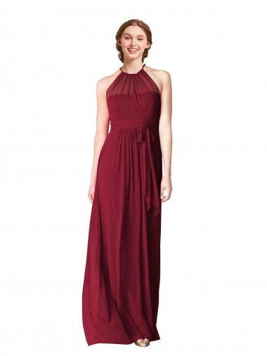 Shop Halter Neck Chiffon Bridesmaid Dress with Shirred Bodice Melbourne