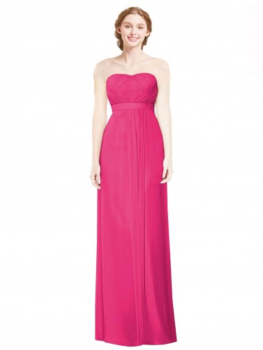 Shop Full Length Strapless Long Chiffon Dress with Waistband Melbourne