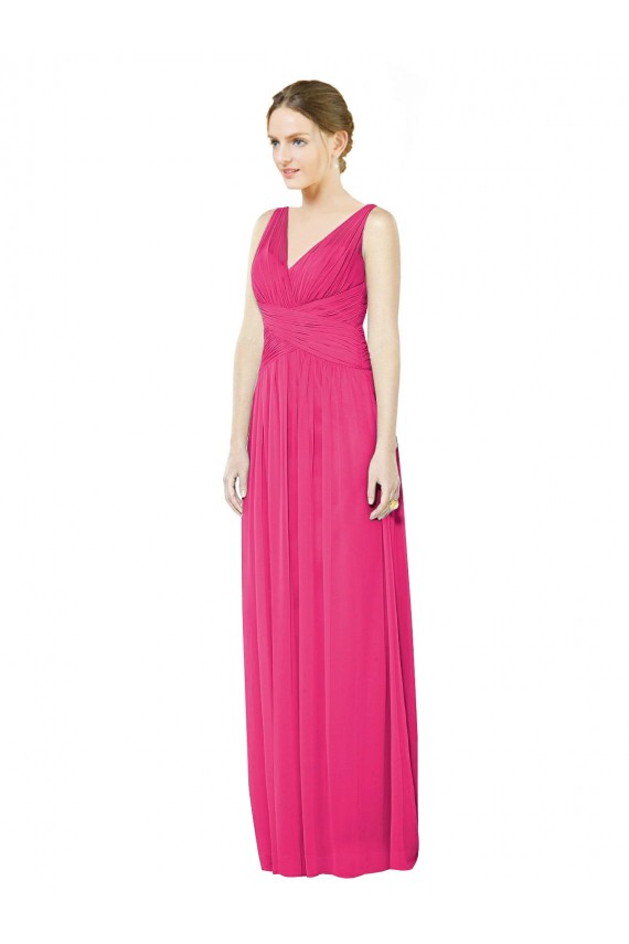 Sleeveless V-Neck Long Chiffon Bridesmaid Dress with V-Back Melbourne