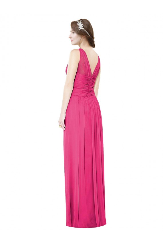 Sleeveless V-Neck Long Chiffon Bridesmaid Dress with V-Back Melbourne