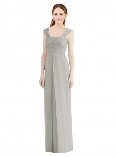 Full Length Lux Chiffon Dress with Draped Bodice And Shirred Straps Melbourne