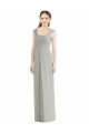 Full Length Lux Chiffon Dress with Draped Bodice And Shirred Straps