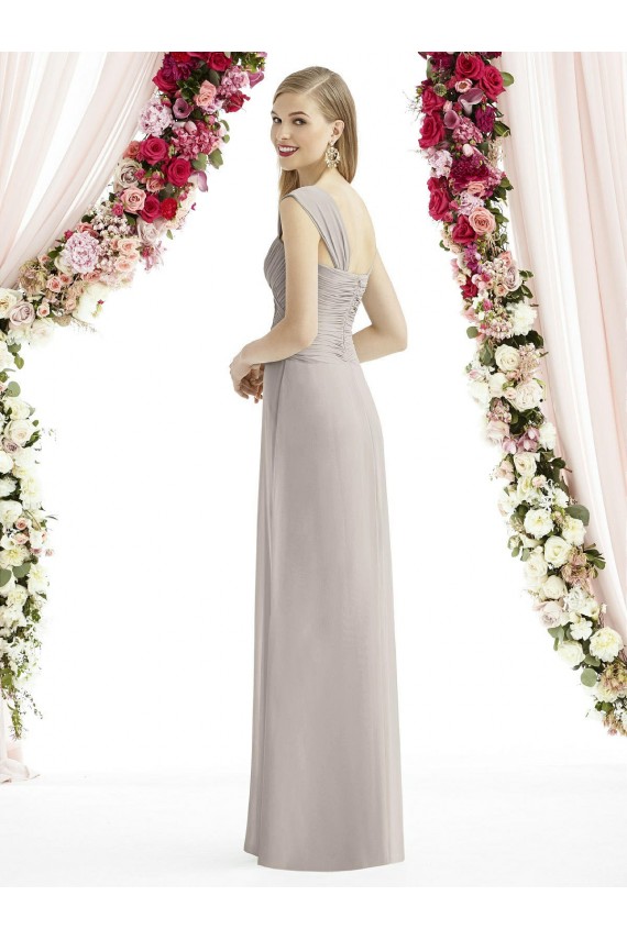 Full Length Lux Chiffon Dress with Draped Bodice And Shirred Straps
