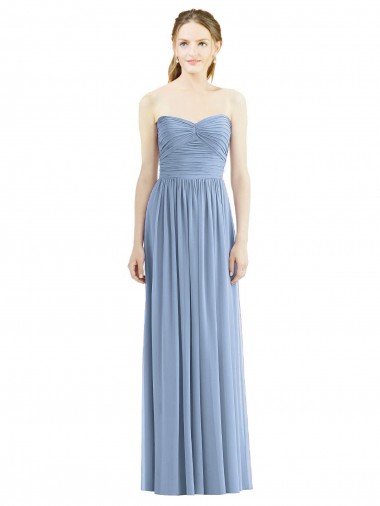 Shop Strapless Long Chiffon Dress with Sweetheart Neckline And Draped Bodice Melbourne