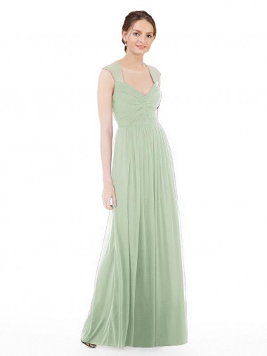 Shop Sheer Back Cap Sleeves Long Chiffon Bridesmaid Dress  Melbourne