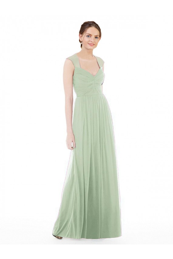 Sheer Back Cap Sleeves Long Chiffon Bridesmaid Dress  Melbourne