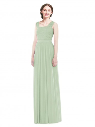 Shop Sleeveless Chiffon Long Bridesmaid Dress with Shoulder Straps Melbourne