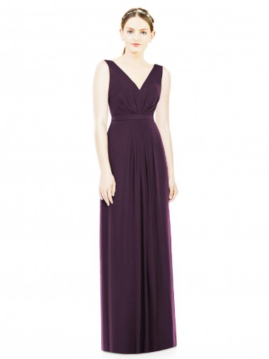 Shop V-Neckline Sleevelss Full Length Chiffon Bridesmaid Dress Melbourne