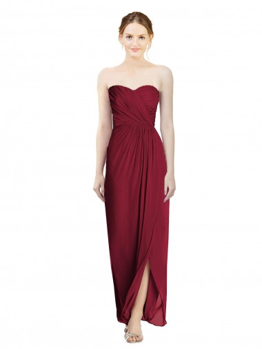 Strapless Sweetheart Long Chiffon Bridesmaid Dress Melbourne