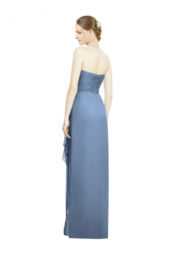 Strapless Full-Length Chiffon Bridesmaid Dress with Front Slit Melbourne