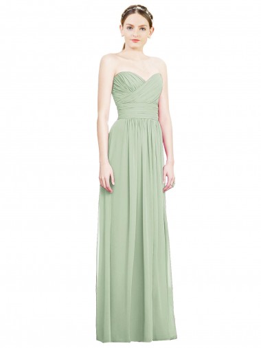 Shop Crisscross Draped Full Length Strapless Chiffon Bridesmaid Dress Melbourne