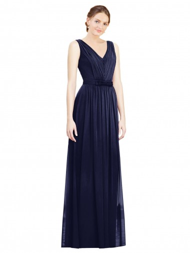 Shop Full-Length V-Neck Lux Chiffon Bridesmaid Dress with V-Back Melbourne