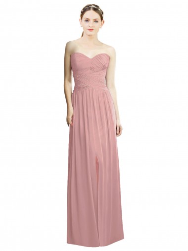 Shop Crossover Draped Sweetheart Chiffon Formal Bridesmaid Dress with Front Slit Melbourne