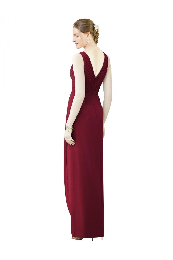 Draped Sleeveless Long Chiffon V-Neck Bridesmaid Dress Melbourne
