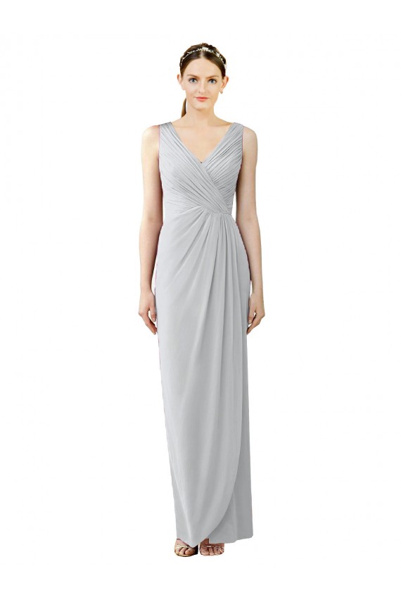 Draped Sleeveless Long Chiffon V-Neck Bridesmaid Dress Melbourne