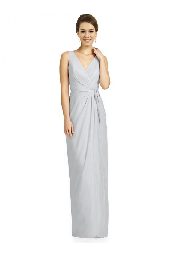 Draped V-Neck Cocktail Length Chiffon Bridesmaid Dress Melbourne