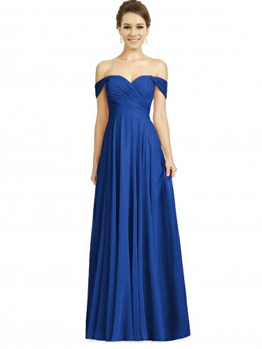 Off the Shoulder Draped Chiffon Maxi Bridesmaid Dress Melbourne