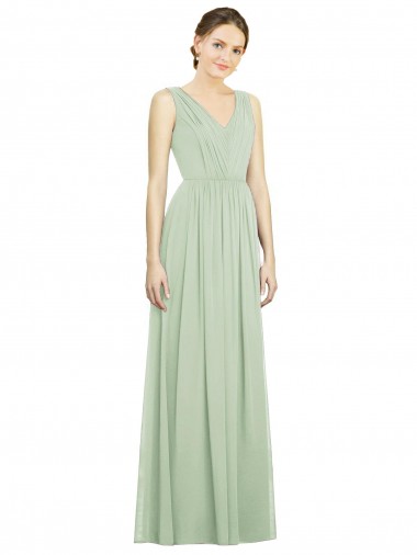 Shop Natural Waist V-Neck Draped Chiffon Bridesmaid Dress Melbourne