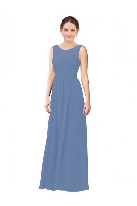 Luxe Chiffon Bridesmaid Dress with Illusion and Sweetheart Neckline Melbourne
